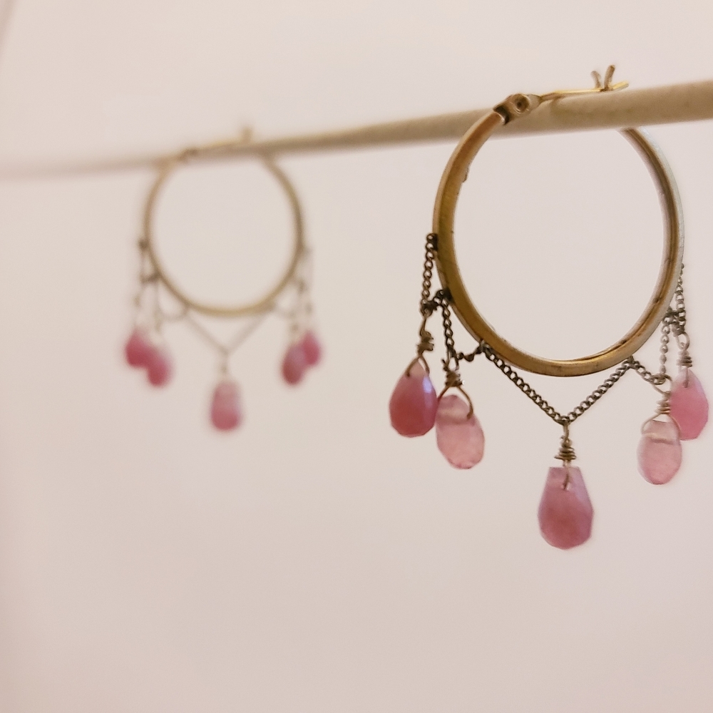 Chandelier Hoop Pierced Earrings Purple